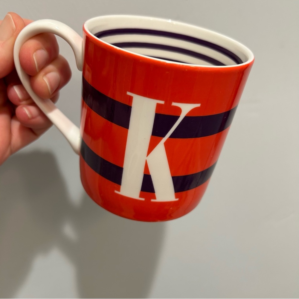 Kate Spade Lenox To The Letter Red and Purple Striped Mug with Initial “K” - Picture 1 of 7